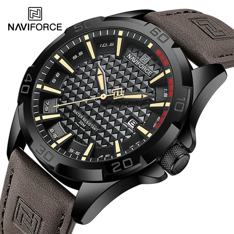 Casual Sport Military Quartz Calendar Wrist Watch for Man, Business Leather Waterproof Male Clock Relogio Masculino