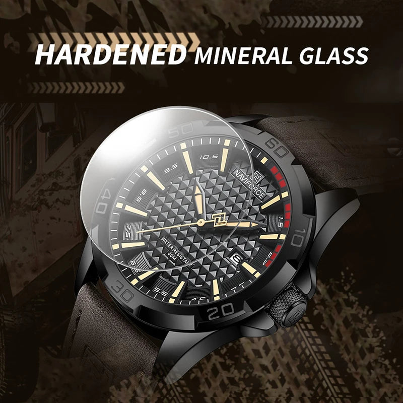 Casual Sport Military Quartz Calendar Wrist Watch for Man, Business Leather Waterproof Male Clock Relogio Masculino