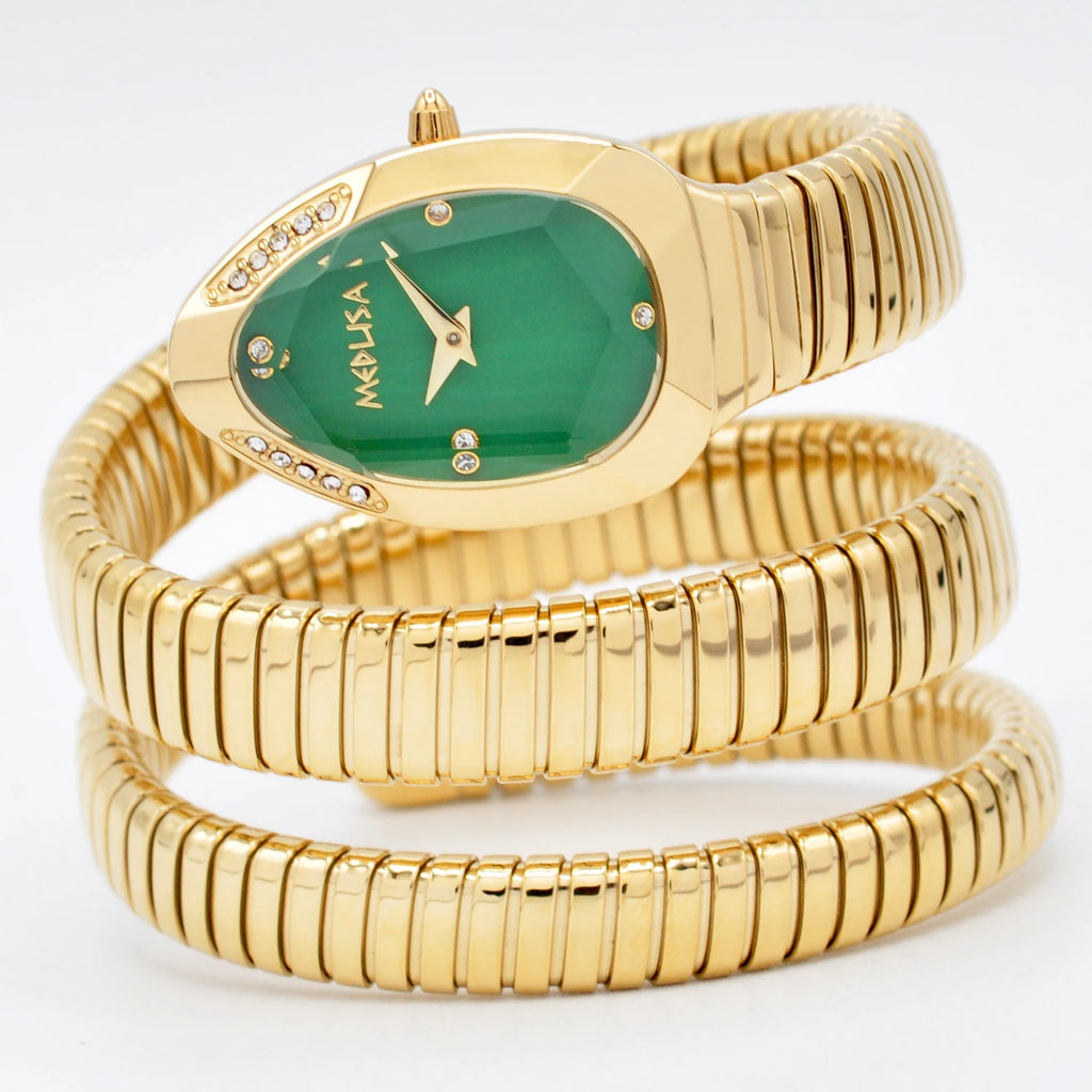 2026 High Quality Gold Diamond Set Snake Shaped Dress Watch Bangle Style Fashionable Unique Brand Same Style Women's Wristwatch