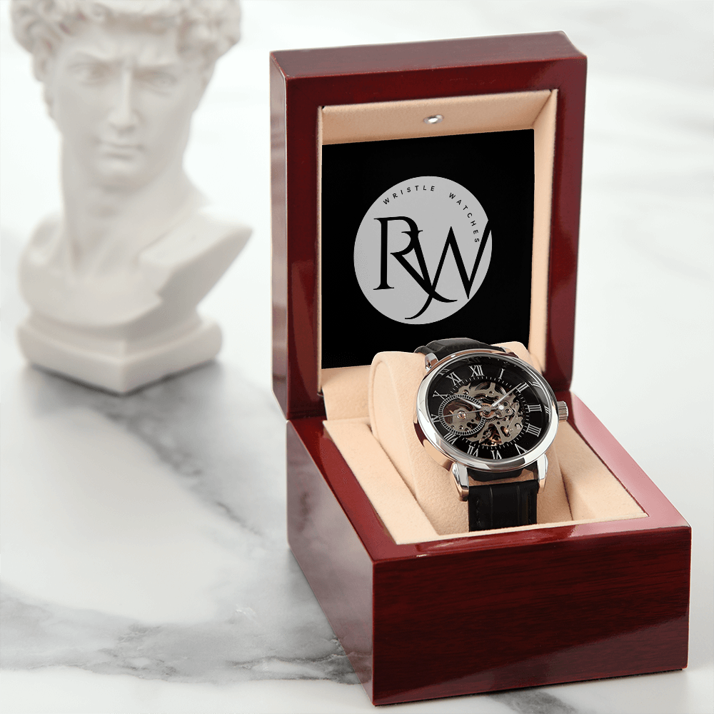 Men's Automatic Openwork Watch – Skeleton Dial with Genuine Leather Strap