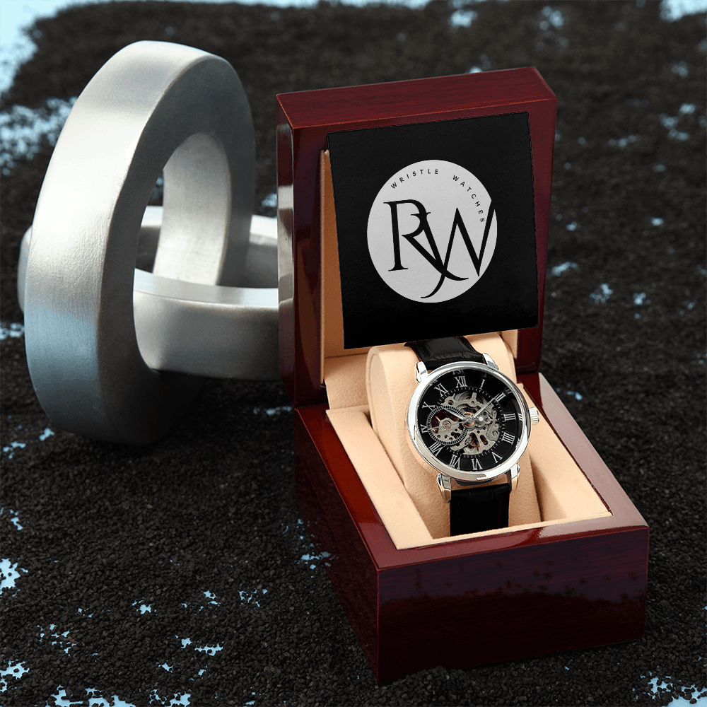 Men's Automatic Openwork Watch – Skeleton Dial with Genuine Leather Strap