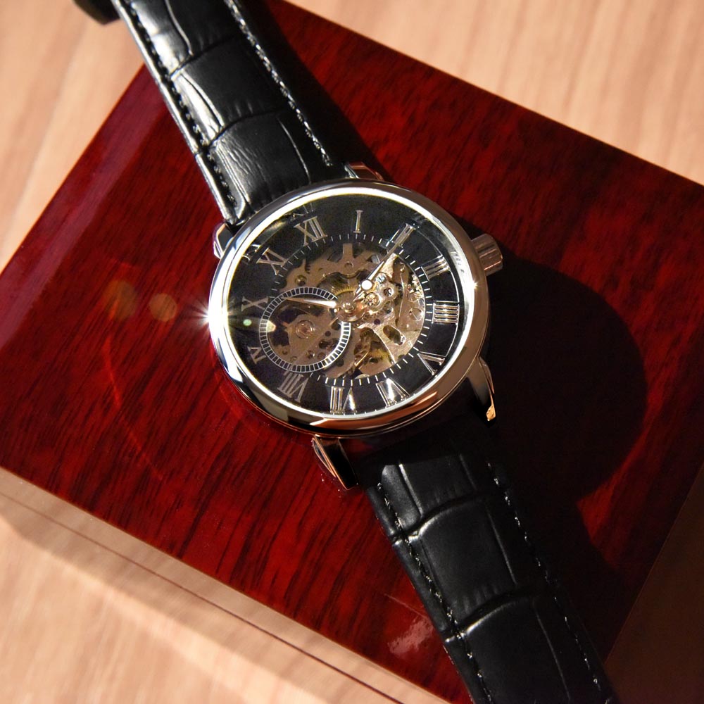 Men's Automatic Openwork Watch – Skeleton Dial with Genuine Leather Strap