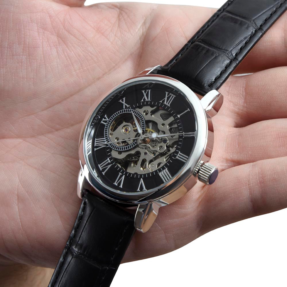 Men's Automatic Openwork Watch – Skeleton Dial with Genuine Leather Strap
