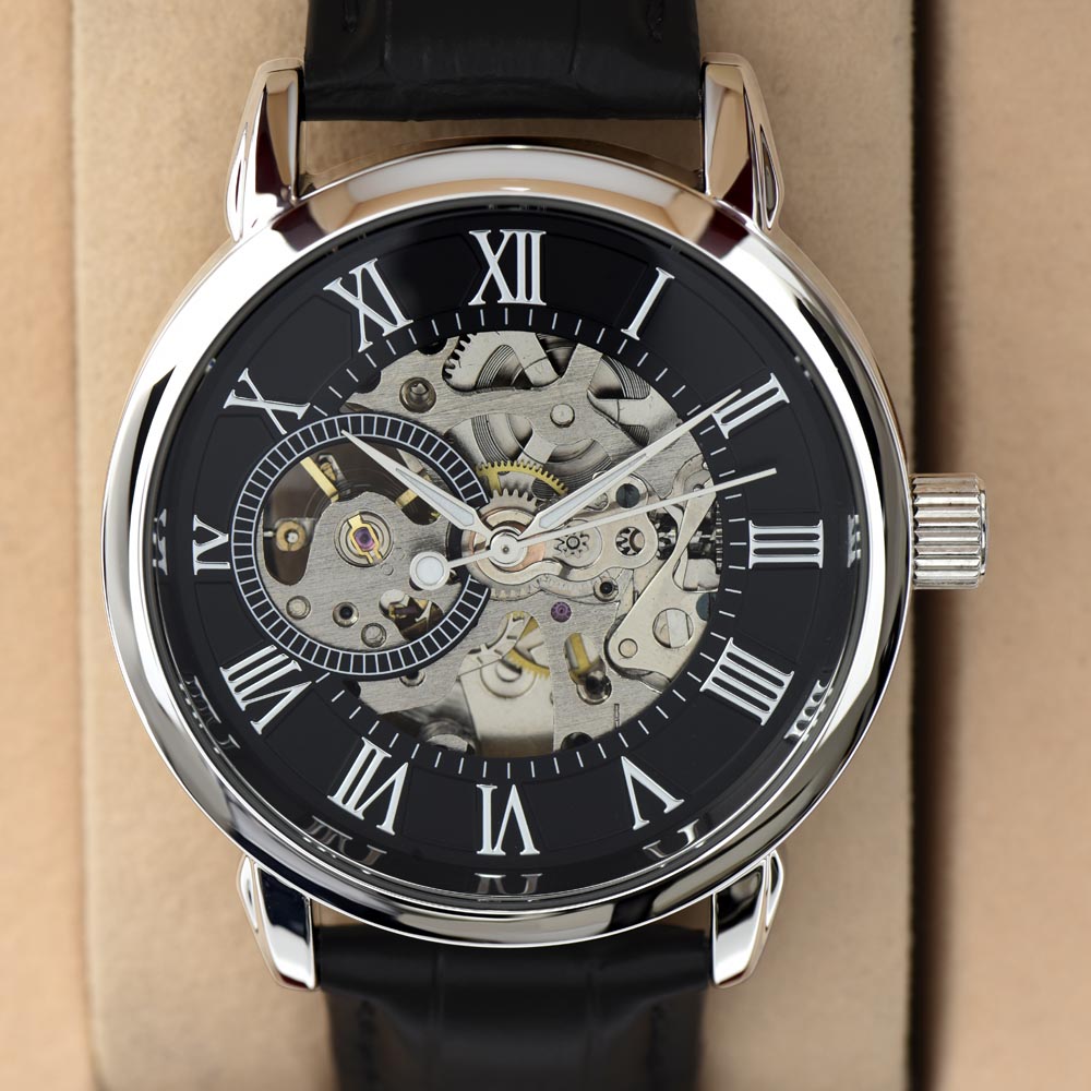 Men's Automatic Openwork Watch – Skeleton Dial with Genuine Leather Strap