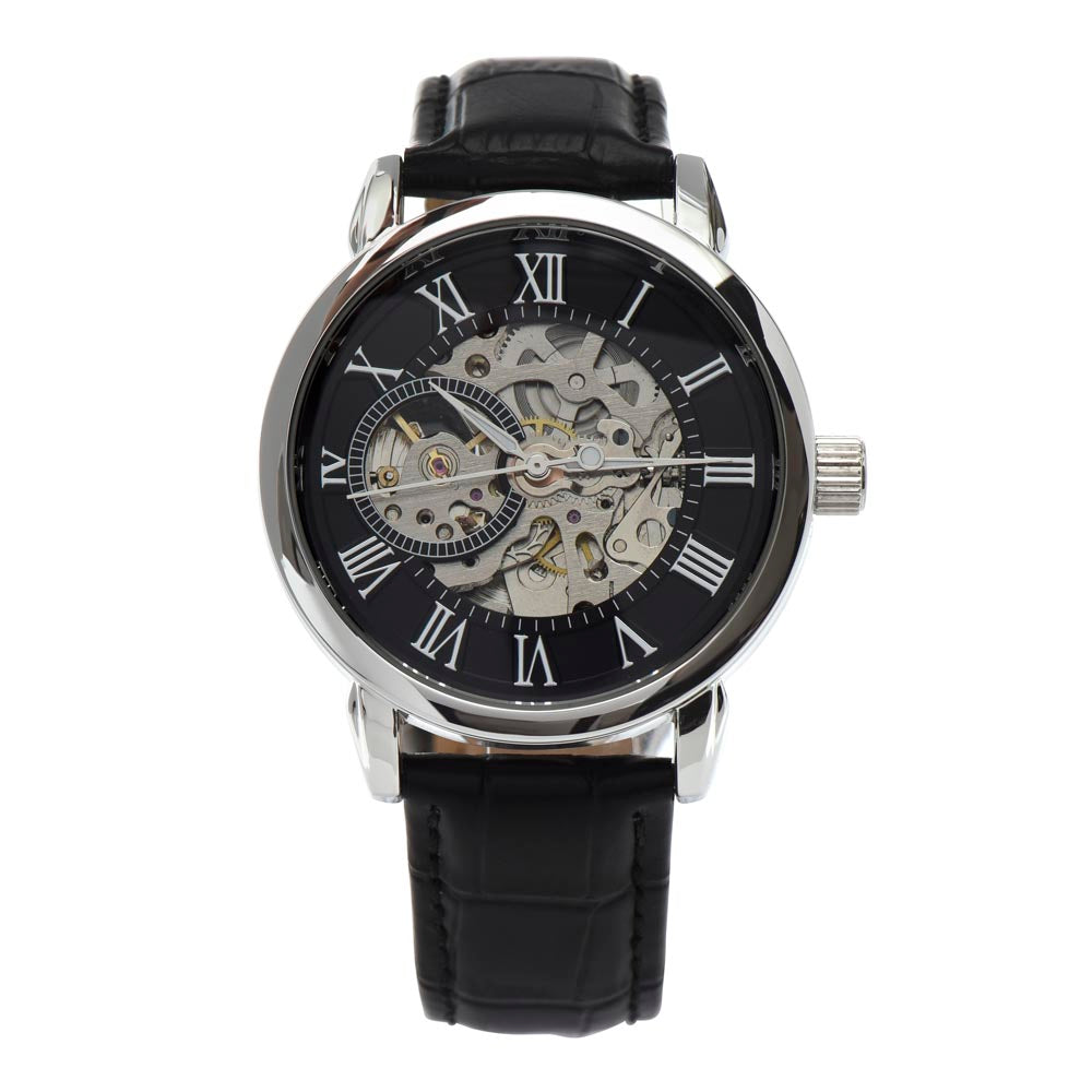 Men's Automatic Openwork Watch – Skeleton Dial with Genuine Leather Strap