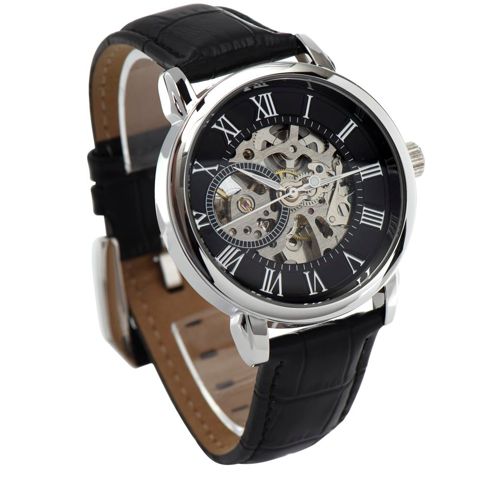 Men's Automatic Openwork Watch – Skeleton Dial with Genuine Leather Strap
