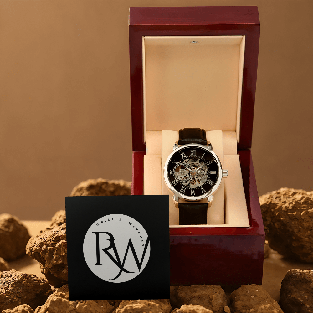 Men's Automatic Openwork Watch – Skeleton Dial with Genuine Leather Strap